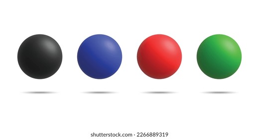 set of colored vector spheres isolated on white