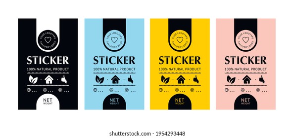 Set of colored vector stickers for glass jars. Product packaging label template. Food packaging.