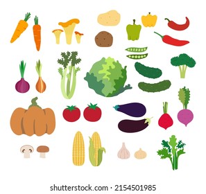 Set of colored vector vegetables