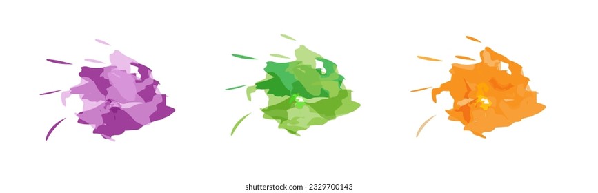  set of colored watercolor spots on a white background, colored splashes, watercolor texture