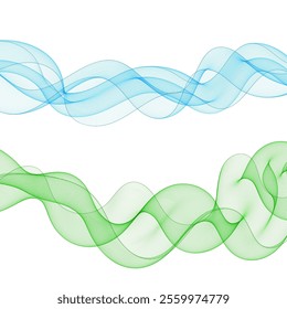 Set of colored waves. Abstract Red, blue, green. Element for decoration. Eps 10