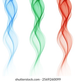 Set of colored waves. Abstract Red, blue, green. Element for decoration. Eps 10