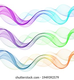 Set of colored waves. Abstract vector graphics