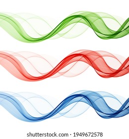 Set of colored waves. Abstract vector graphics