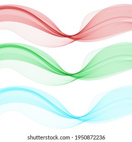 Set of colored waves. Abstract vector graphics