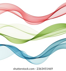 Set of colored waves. Abstract vector set. Decor elements.