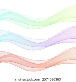 Set of colored waves. Abstract vector graphics