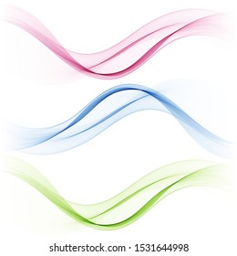 Set of colored waves Blue wave Green wave Pink wave