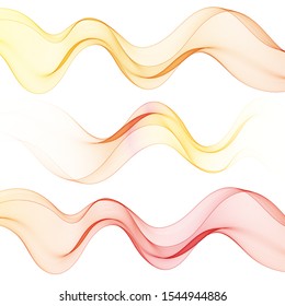 Set of colored waves. orange-red wave