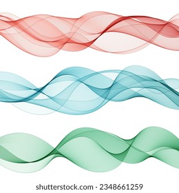 Set of colored waves. Red, blue and green wave pattern.