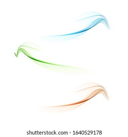
Set of colored waves of smoke blue, green, red on an abstract background. Design element