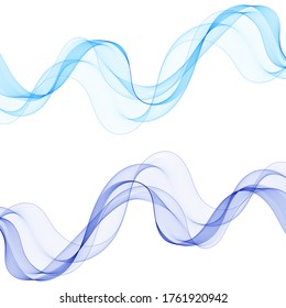Set of colored waves. vector abstract background. Blue wavy lines.