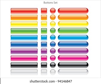 set of colored web buttons