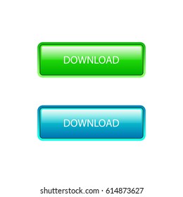 Set of colored web buttons for download. Vector icon. Isolate for website. Rectangular
 banner.