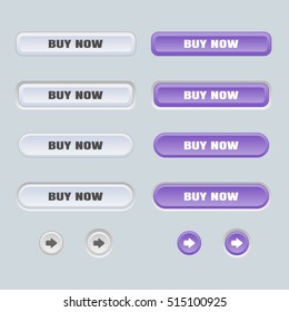 Set of colored web buttons. Web elements vector button set.