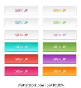 Set of colored web Buttons. Web elements. Vector.