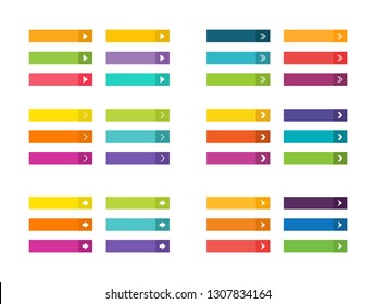 Set of colored web buttons. Isolated on white background. Vector Illustration.