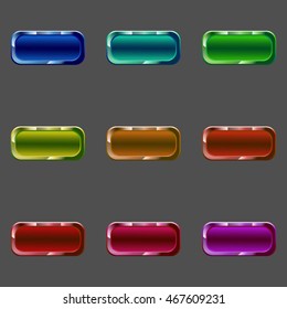 set of colored web buttons. nine vector web buttons: blue, azure, green, yellow, orange, red, magenta, violet web button.