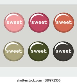 Set of colored web buttons. Vector collection. Sweet.
