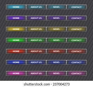 Set of colored web site menu buttons with sample text