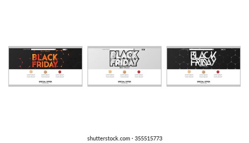 Set of colored web templates with black friday themes
