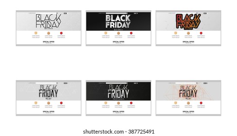 Set of colored web templates with black friday themes