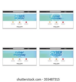 Set of colored web templates with cyber monday themes
