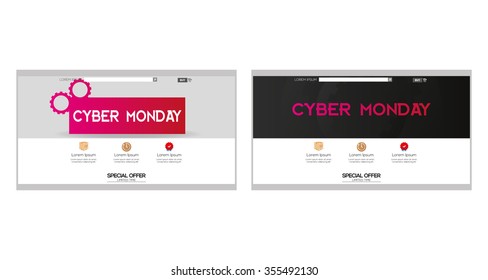 Set of colored web templates with cyber monday themes