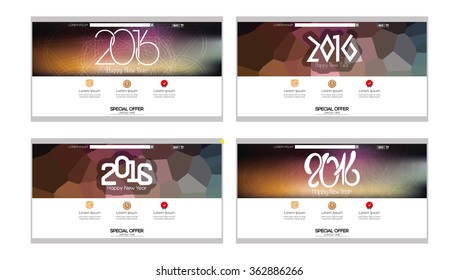 Set of colored web templates with a new year theme