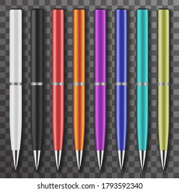 Set of colored white and black pens vector set design illustration