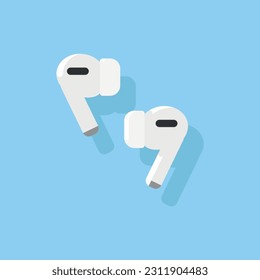 Set of colored wireless headphones airpods 3. Vector illustration.