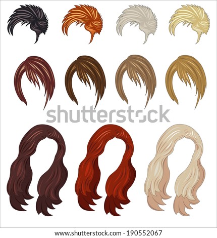 set of colored women's wigs