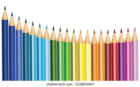 Set of colored wooden pencils for drawing