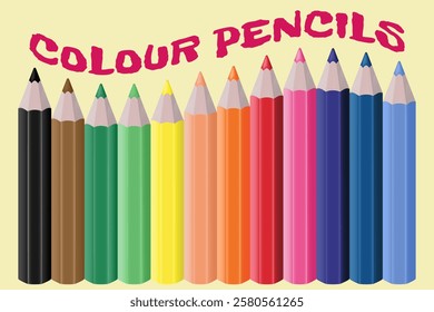 Set of colored wooden pencils for drawing and creativity