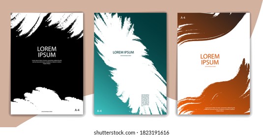 set of color-editable abstract backgrounds for book covers, brochures and booklets. Format A-4. Modern casual colors. 
