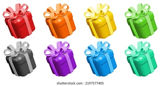 Set of Colorful 3D Gift Boxes