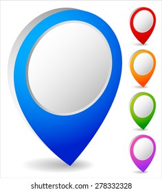 Set of colorful 3D map marker, map pin icons. Vector
