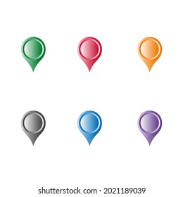 a set of colorful 3D map pointer vector illustrations for place pointer icons