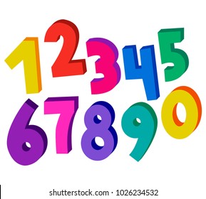 Set Colorful 3d Numbers Stock Vector (Royalty Free) 1026234532 ...