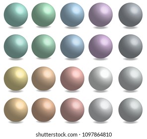 Set of colorful 3D sphere ball with shadow under object