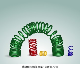Set of colorful 3d springs, vector illustration