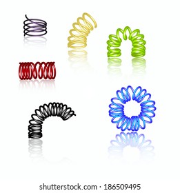 Set of colorful 3d springs, vector illustration 