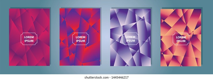 Set of colorful a4 polygonal Vector EPS 10 illustration Gradient Background Texture. Simply geometric pattern. Template for design, banner, flyer, wallpaper, brochure, smartphone screen, mobile app. 