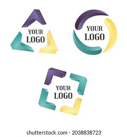 Conjunto de coloridos logos abstractos 3D.