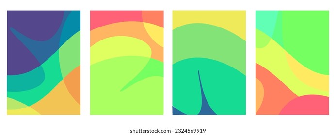 Set of colorful abstract background. Dynamic wavy colorful shapes. Template design card, cover, banner, poster
