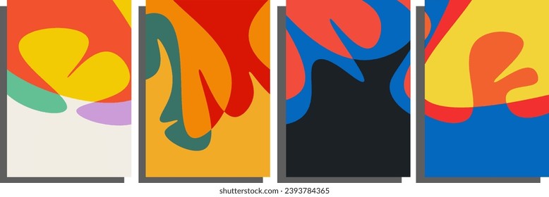 Set of colorful abstract background, fluid wavy dynamic shapes, template design for poster, banner, card. Vector illustration