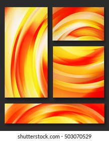 Set of colorful abstract background of red, yellow, orange and white shades