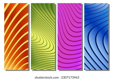 A set of colorful abstract backgrounds. Linear composition. layout for book design, banner covers and interior design