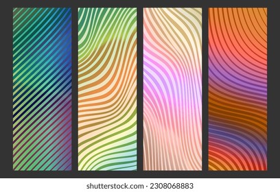 A set of colorful abstract backgrounds. Linear composition. layout for book design, banner covers and interior design