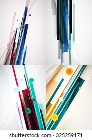 Conjunto de coloridos fondos abstractos. Sobreposición de las líneas rectas de color sobre el fondo de la luz con efectos de arte